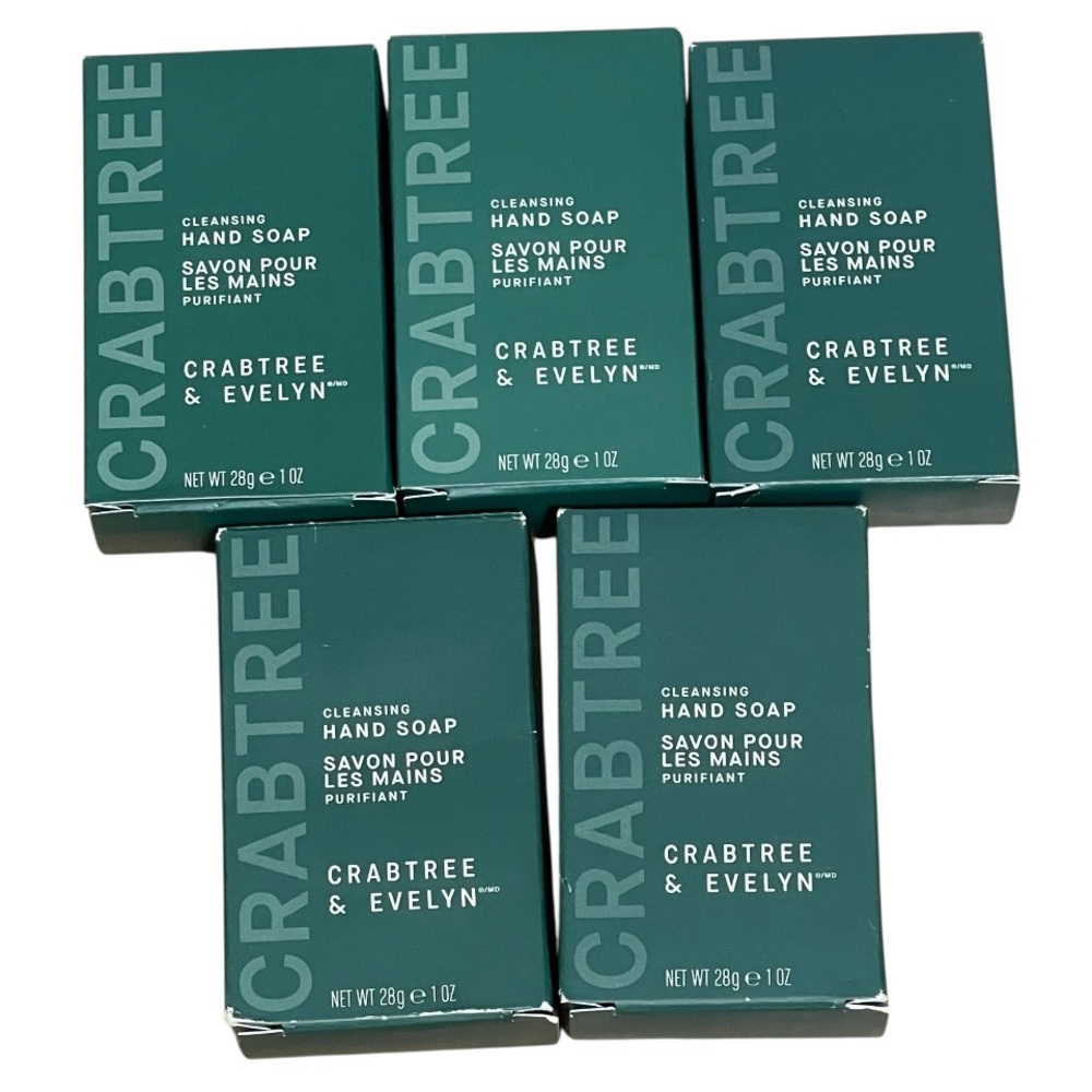 Crabtree & Evelyn Cleansing Hand Soap 1 Ounce Bar Travel Size Vacation 5 Packs